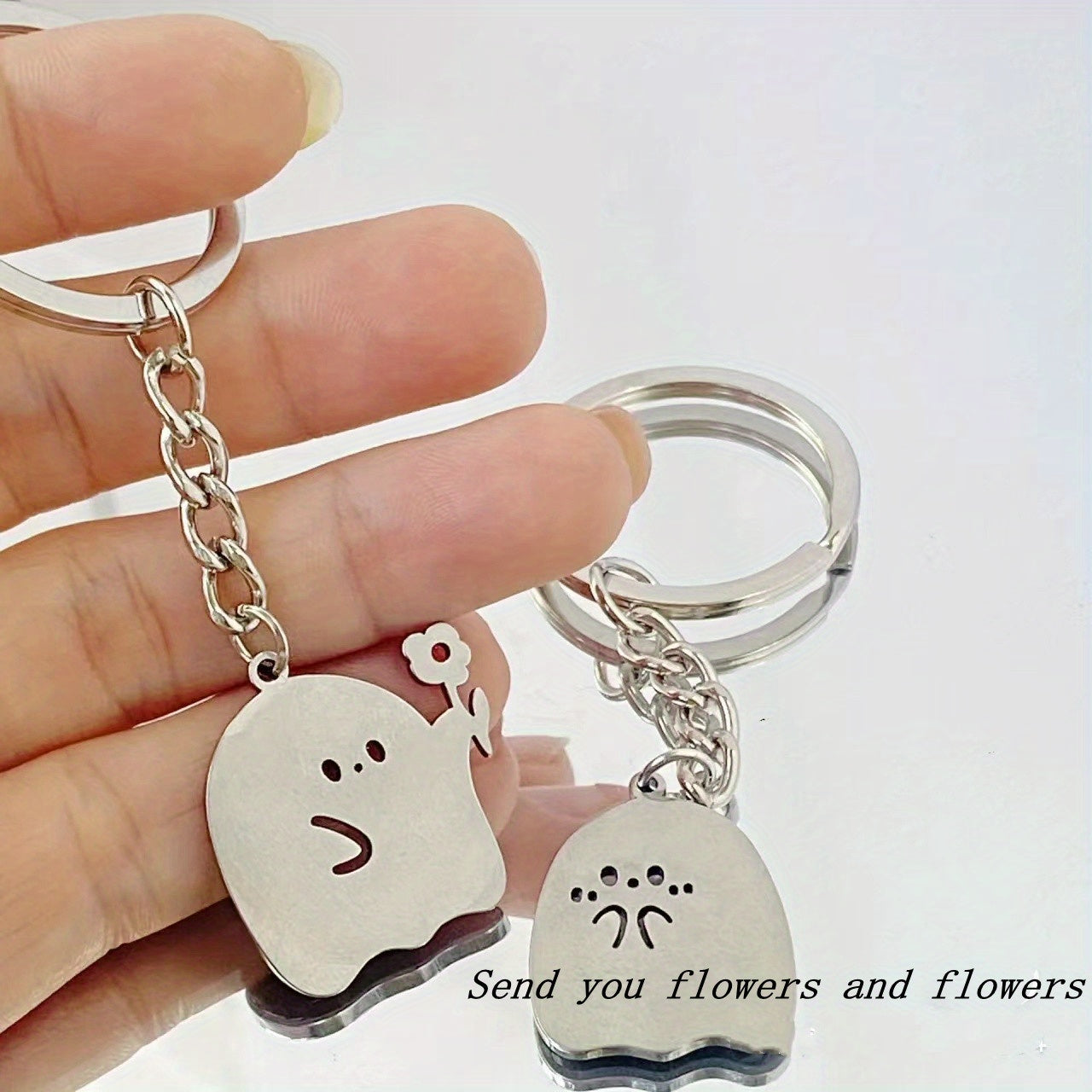 Ghost Spooky Keychain Funny Key Ring Purse Bag Backpack Car Charm Pendant