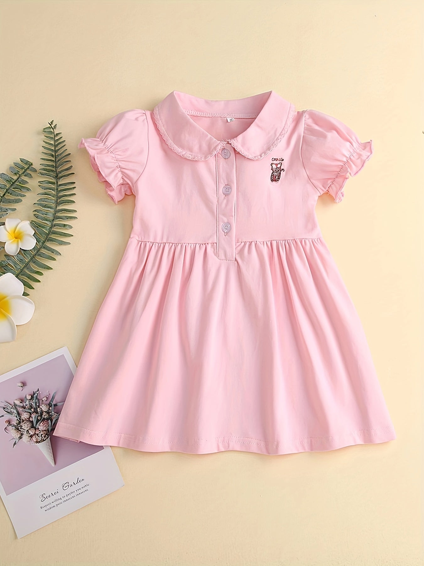 Baby Girls Cat Puff Sleeves Dress Princess Dresses For Summer