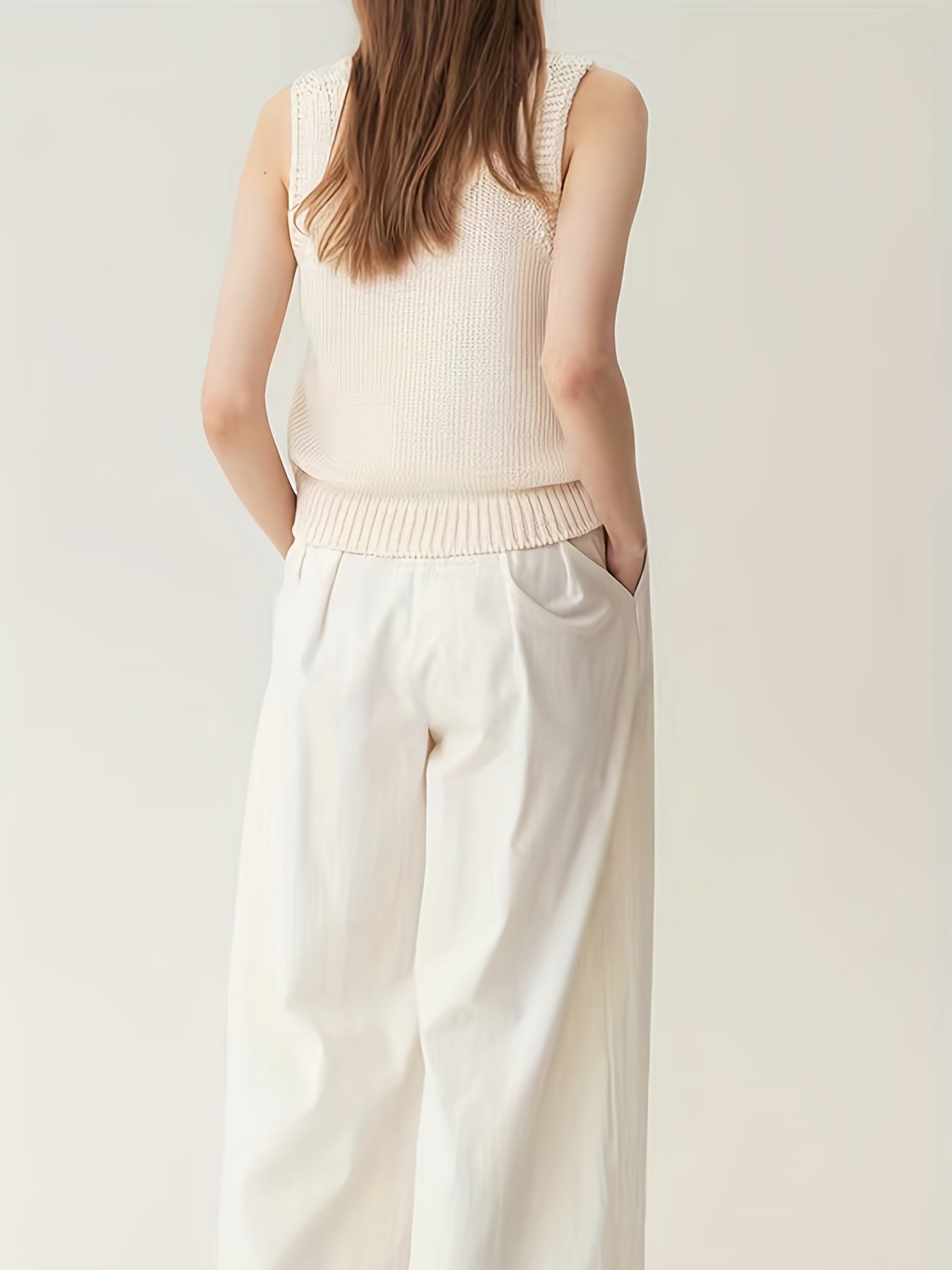 V Neck Sweater Vest Women's Basic Knitted Sleeveless Top