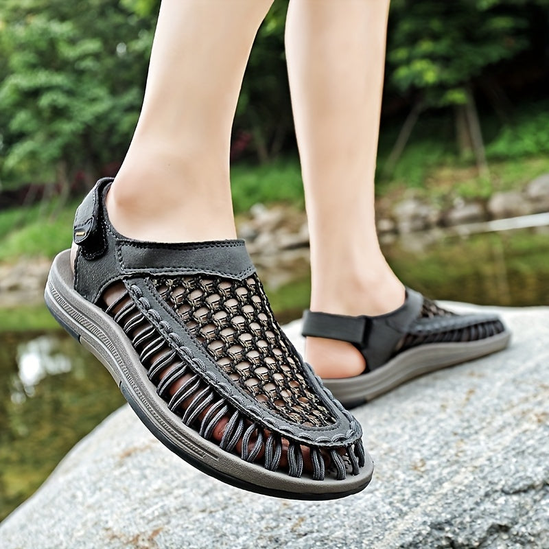 Men's Hollow Out Slip On Sandals Hook And Loop Fastener