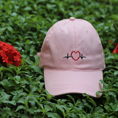 Heart & Lightning Embroidered Cap Soft Cotton Outdoors Hat