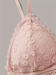 3pcs Girls Lace Bras Wire-Free Back Comfort Underwear with Chest Pad for Teens