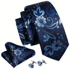 Men's Paisley Silk Tie Set for Formal Party