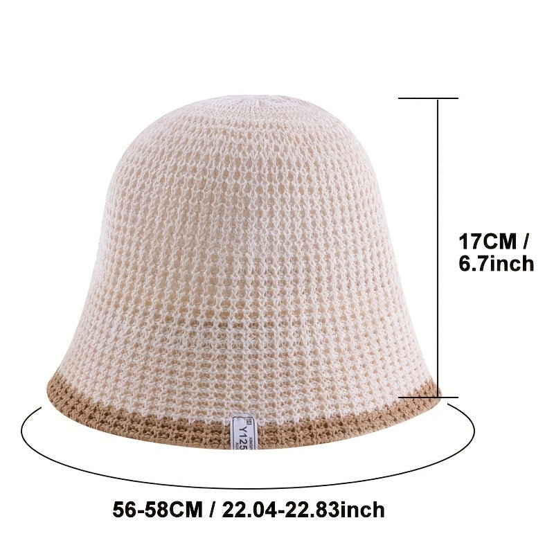 Knitted Bucket Hat Foldable Crochet Cloche Hat Casual Thin Sunscreen Basin Hats
