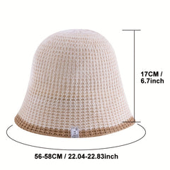 Knitted Bucket Hat Foldable Crochet Cloche Hat Casual Thin Sunscreen Basin Hats