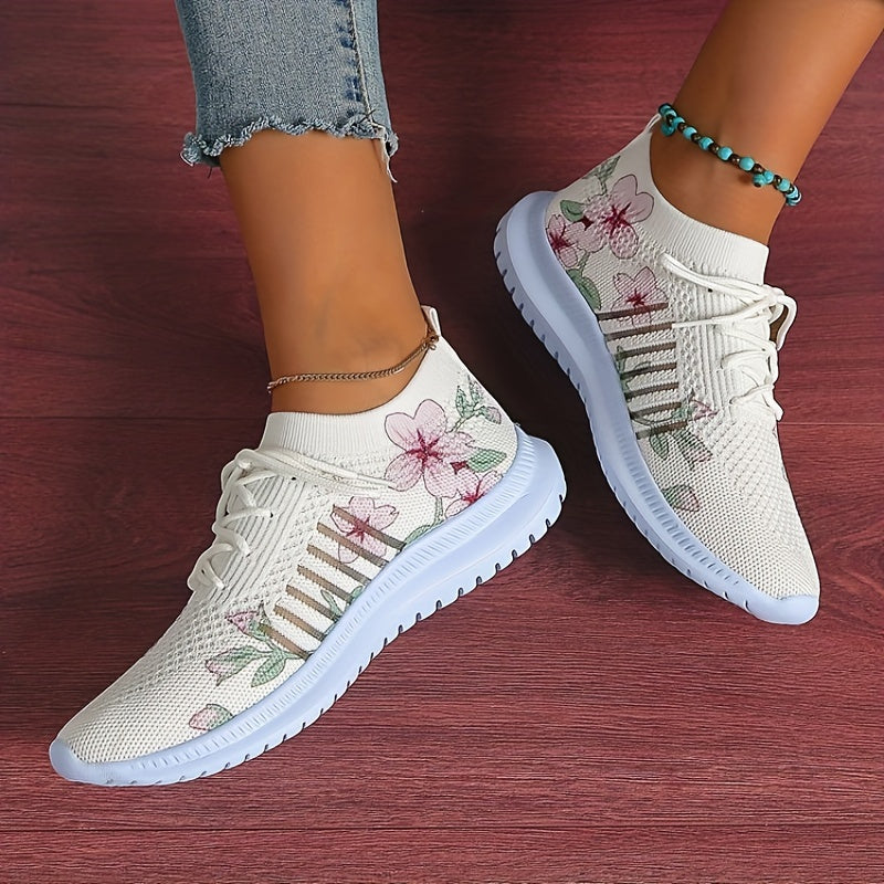 Women's Floral Print Running Shoes Casual Comfortable Outdoor Sports Shoes