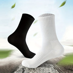 5 Pairs Men's Solid Crew Socks Breathable Casual Unisex Socks Outdoor