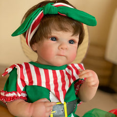 Soft Silicone Reborn Doll in Christmas Dress