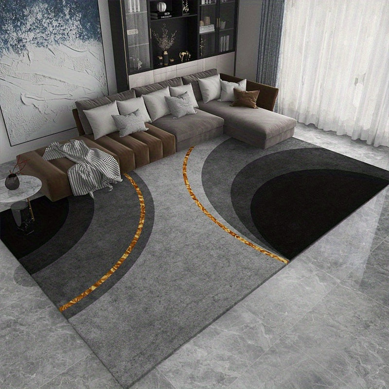 Modern Abstract Geometric Area Rug Non Shedding Grey Floor Carpet