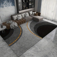 Modern Abstract Geometric Area Rug Non Shedding Grey Floor Carpet