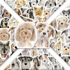 60 Dog Sketch Stickers Reusable Cartoon Pet Decals, Assorted Designs Self Adhesi