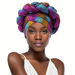 Colorful Laser Sparkly Braided Chemo Cap Pre-Tied Turban