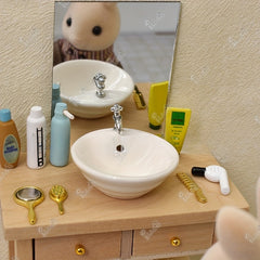 1:12 Scale Dollhouse Bathroom Sink with Golden Accents
