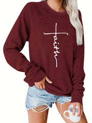 Casual Solid Sweatshirt Letter Print Pullover