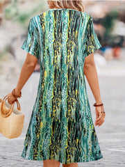Striped Short Sleeve Round Neck Dress