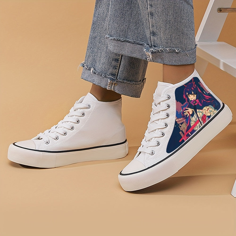 Anime Pattern High Top Skate Shoes for Girls