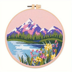 Landscape Embroidery DIY Material Bag Kit with Bandage