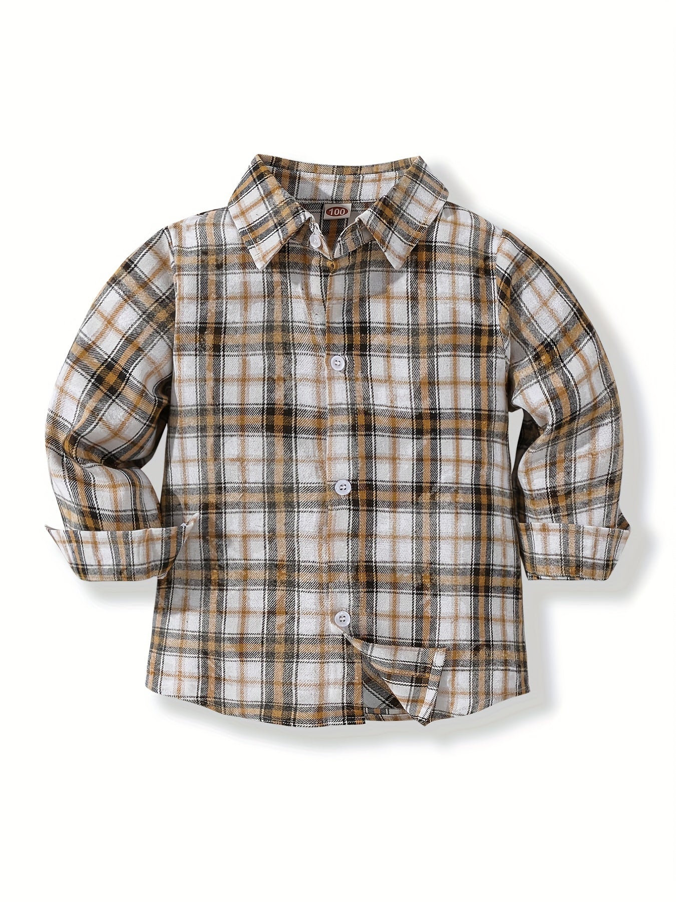 Toddler Boys Plaid Shirts Long Sleeve Button Down Tops