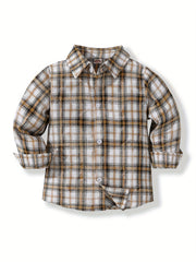 Toddler Boys Plaid Shirts Long Sleeve Button Down Tops