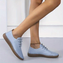 Women's Solid Flat Shoes Comfortable Closed Toe Lace Up Shoes