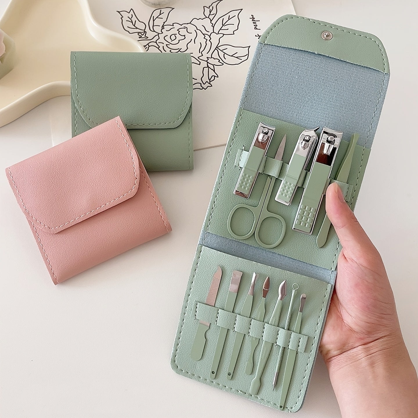 Stainless Steel Manicure Set Portable Nail Clipper 12pcs Beauty Tool
