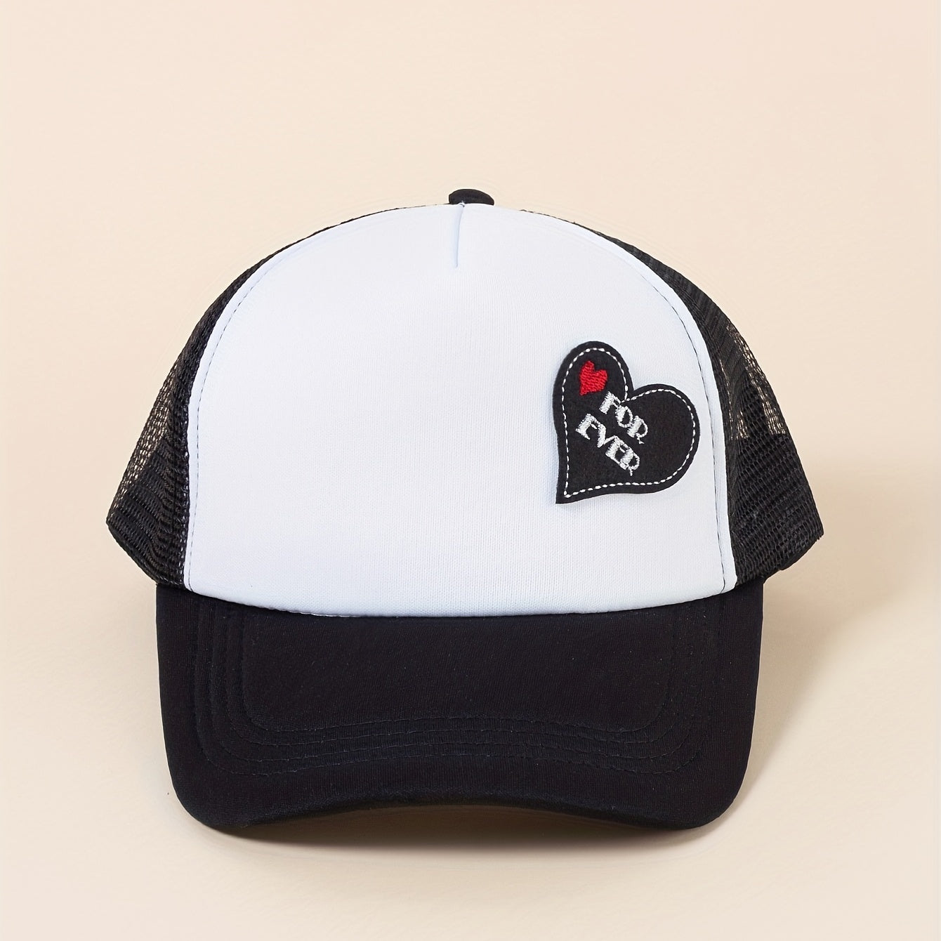 3pcs Heart FOREVER Patch Trucker Hat Baseball Cap Mesh Sunshade Dad Hat