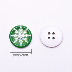 40pcs 18mm Wood Round Christmas Buttons Snowflake Xmas Tree Snowman DIY Crafts