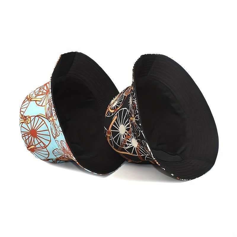 Reversible Chain Print Bucket Hat Casual Travel Beach Hats Unisex