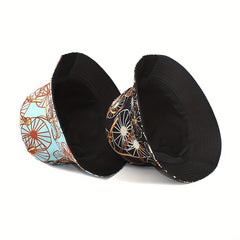 Reversible Chain Print Bucket Hat Casual Travel Beach Hats Unisex