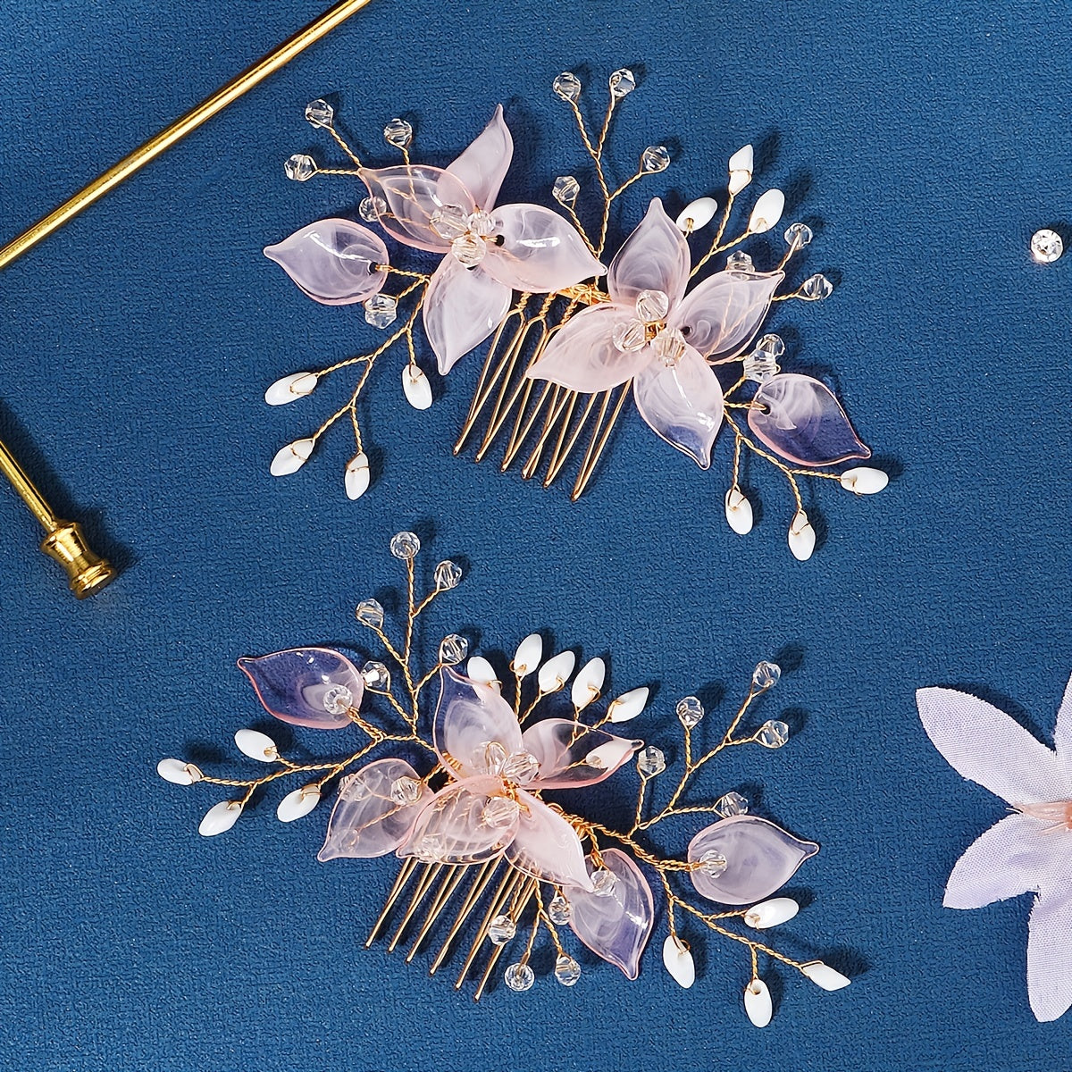 Pink Flowers Hair Comb Hairpin Party Favor Decorations