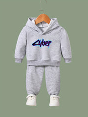 OERYUI Cyber Letter Print Hooded Pullover Pants Set for Sports