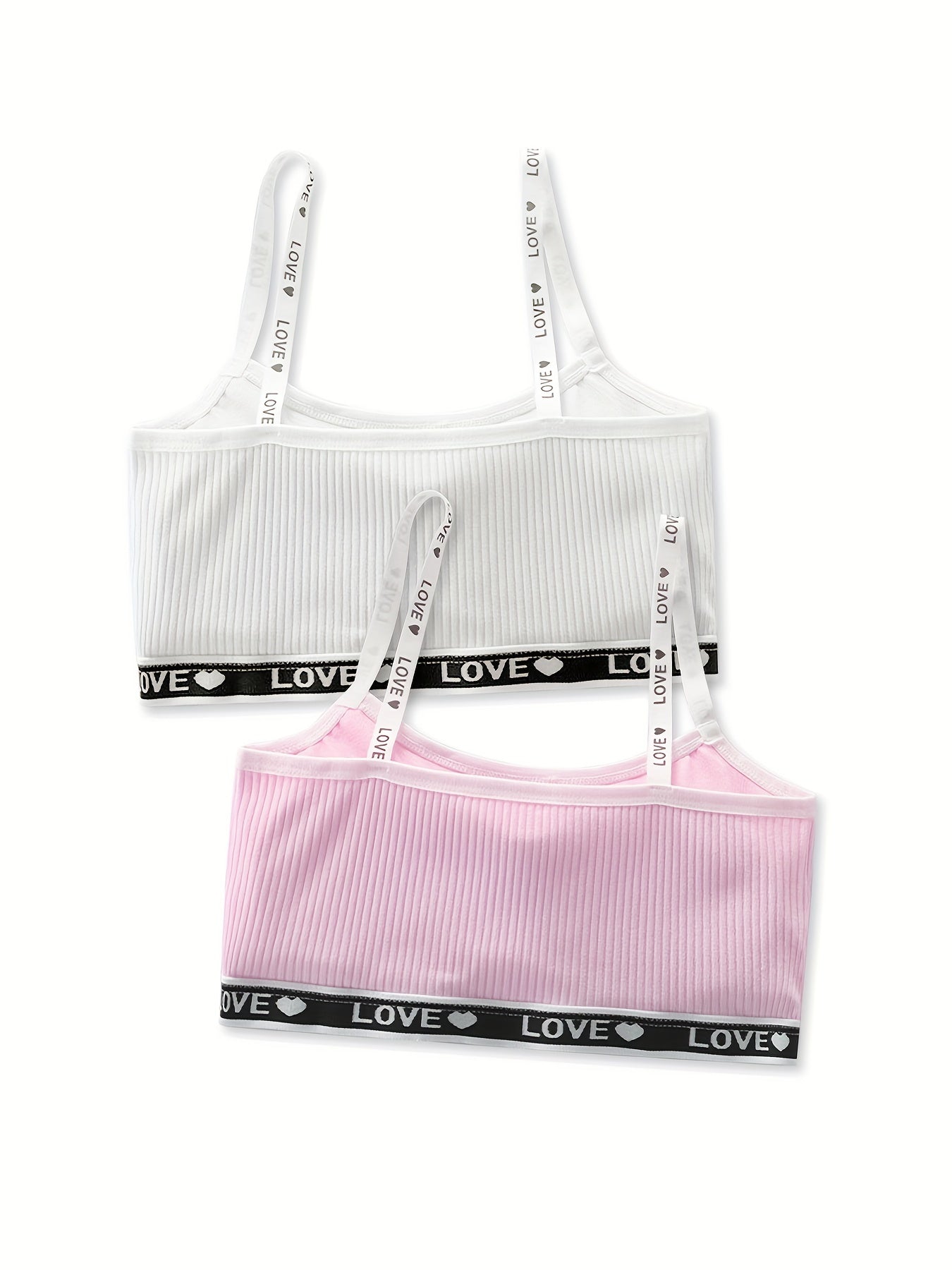 4pcs Girl's Ribbed Bralette Set for Students Teens 7-14 Years Old