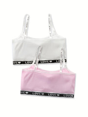 4pcs Girl's Ribbed Bralette Set for Students Teens 7-14 Years Old