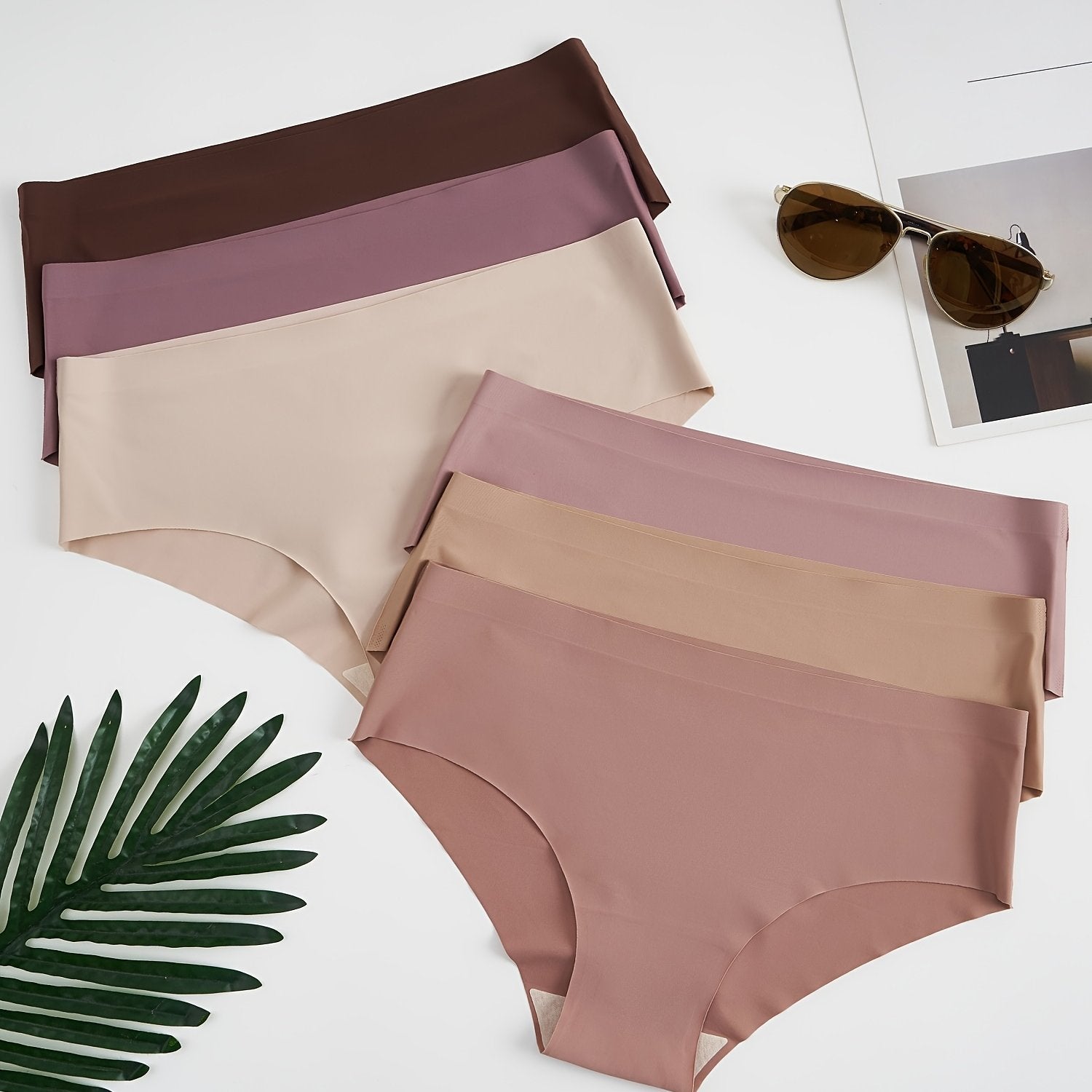 6pcs Seamless Solid Briefs Stretchy Intimates Panties Women's Lingerie