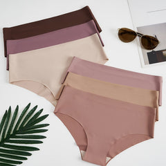 6pcs Seamless Solid Briefs Stretchy Intimates Panties Women's Lingerie