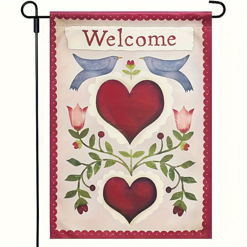 Wedding Garden Flag Double Sided Doves Heart Love Flower Pigeon Welcome Flag