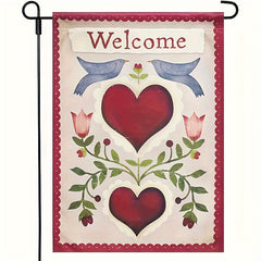 Wedding Garden Flag Double Sided Doves Heart Love Flower Pigeon Welcome Flag
