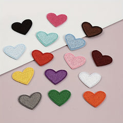 15pcs Heart Shape Iron On Patches - 15 Colors Small Heart Sew On Applique