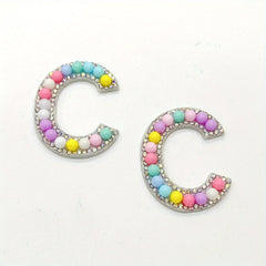 2pcs Bead Rhinestone Letter Stickers Shirt Jacket Bag DIY Name