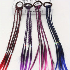Colorful Ponytail Wig Hair Extension 6pcs Set Girls Hair Tie Accessory