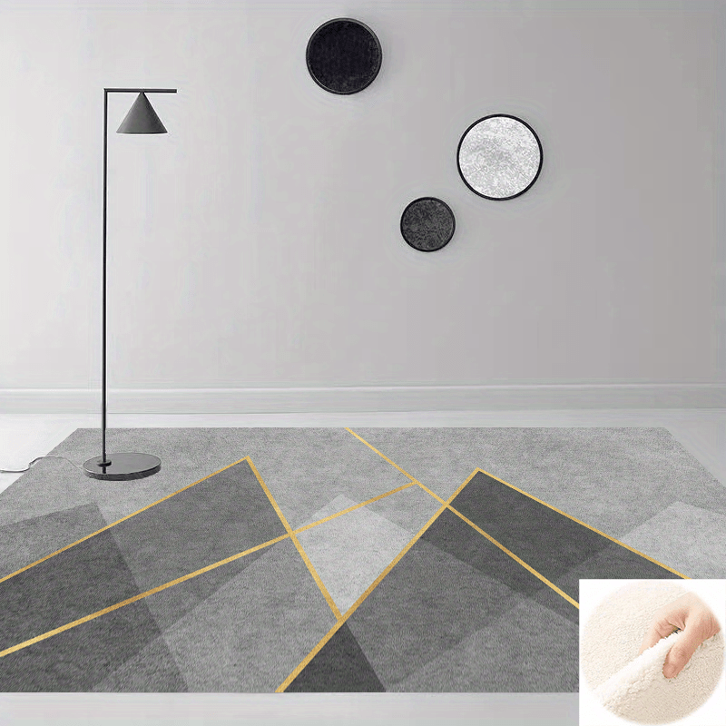 Faux Wool Area Rug Modern Large Carpet Living Bedroom Non-slip