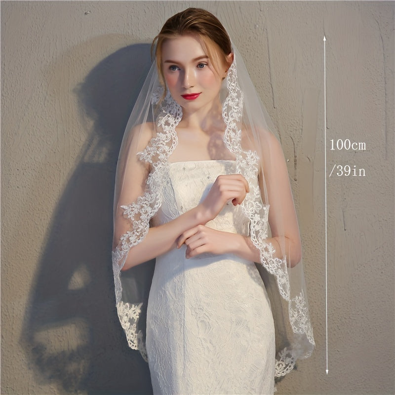 Lace Head Veil With Comb Ivory Veil Wedding Hair Accessories