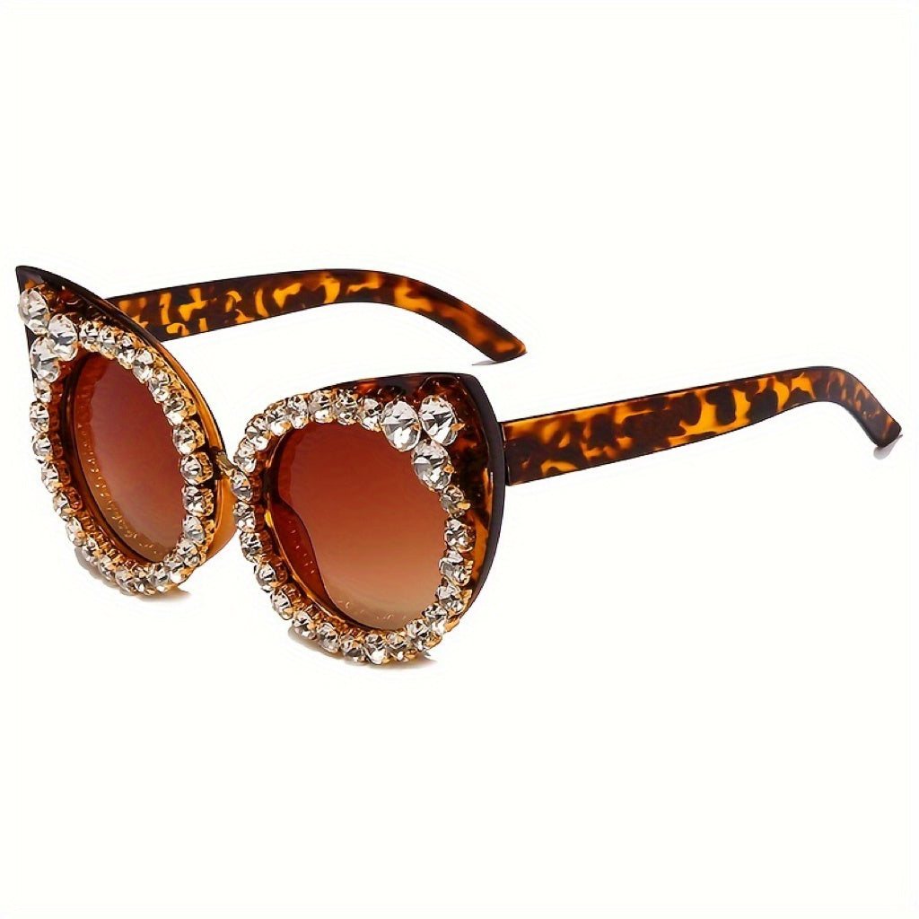 Rhinestone Cat Eye Sunglasses Gradient UV400