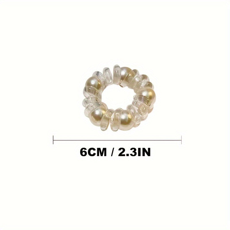 3pcs Pearl Crystal Hairband Transparent Hair Rope Headwear