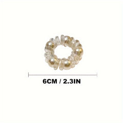 3pcs Pearl Crystal Hairband Transparent Hair Rope Headwear