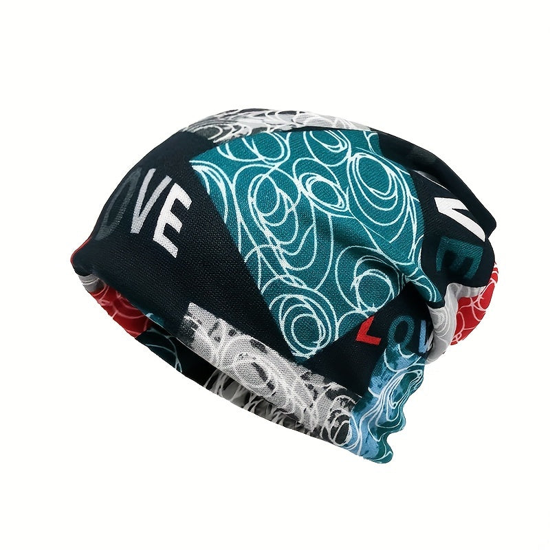 Stitching Print Beanie Hat Stacking Hat Outdoor Cycling Unisex