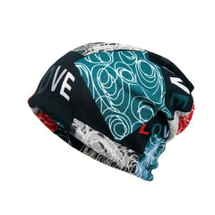 Stitching Print Beanie Hat Stacking Hat Outdoor Cycling Unisex