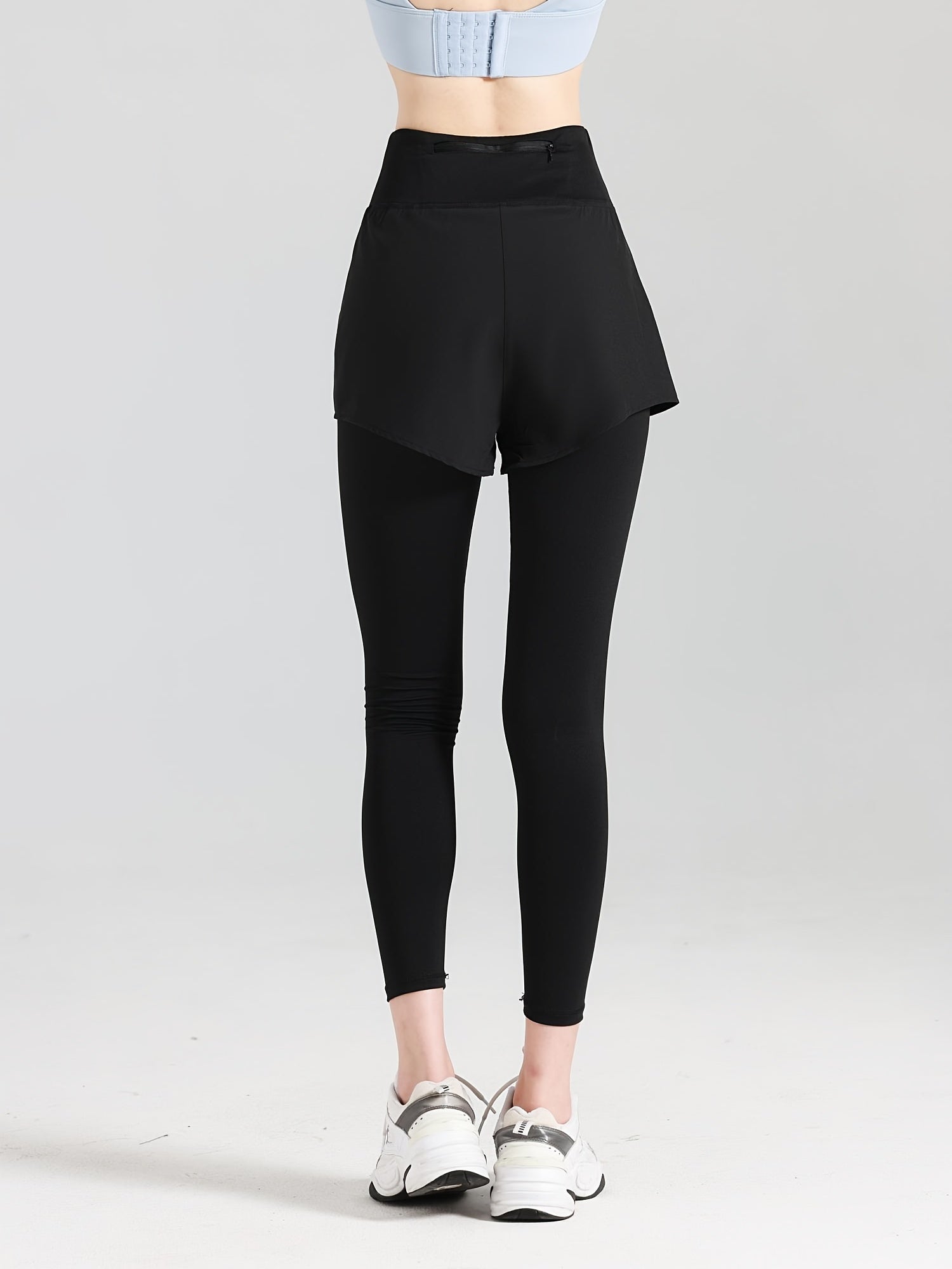 Solid Stretchy Yoga Sports Pants High Waist Tummy Control Fitness