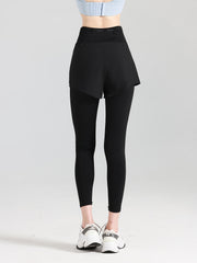 Solid Stretchy Yoga Sports Pants High Waist Tummy Control Fitness