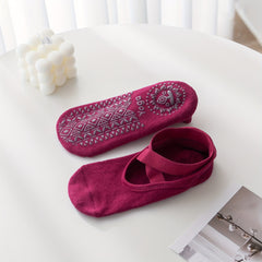 2 Pairs Non-slip Yoga Socks With Cross Strap Breathable Fitness Socks